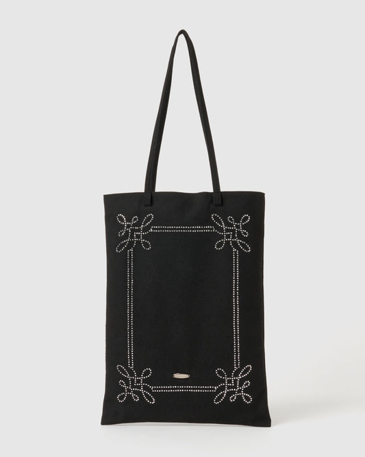 rhinestone frame tote bag Black【Delivery in February 2026】
