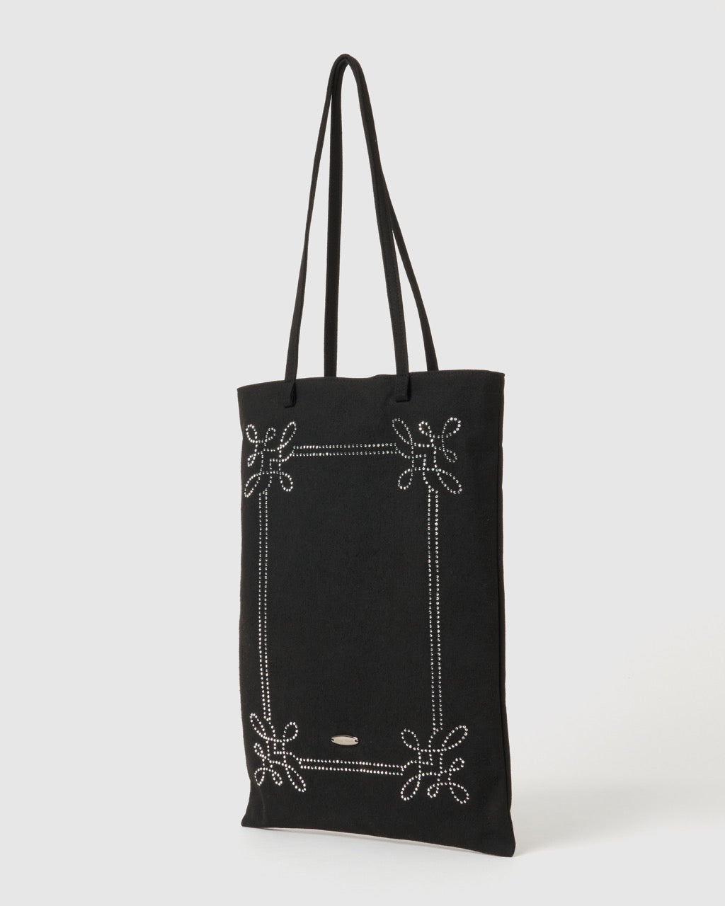 rhinestone frame tote bag Black【Delivery in February 2026】