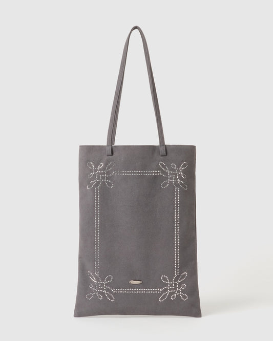 rhinestone frame tote bag Gray【Delivery in February 2026】