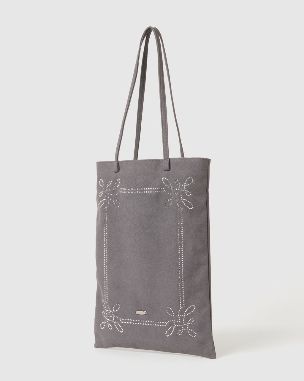 rhinestone frame tote bag Gray【Delivery in February 2026】