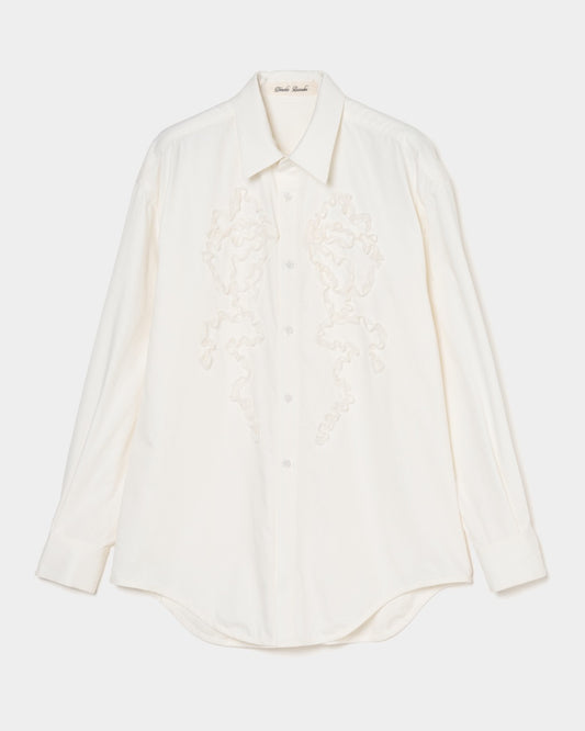 ribbon tulle embroidery shirt Off white【Delivery in January 2026】