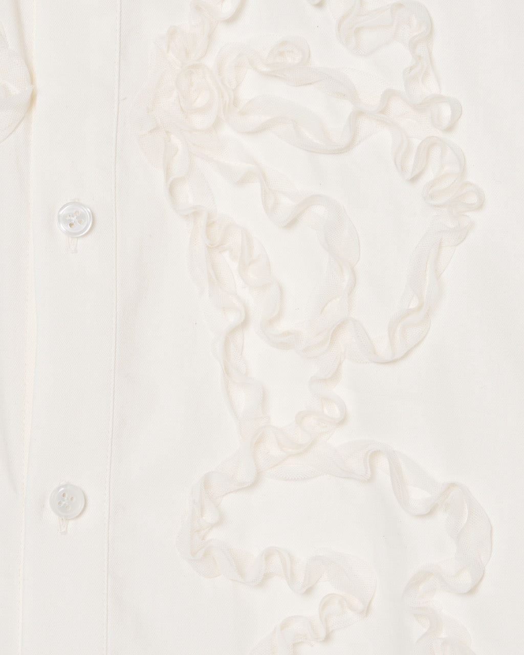 ribbon tulle embroidery shirt Off white【Delivery in January 2026】