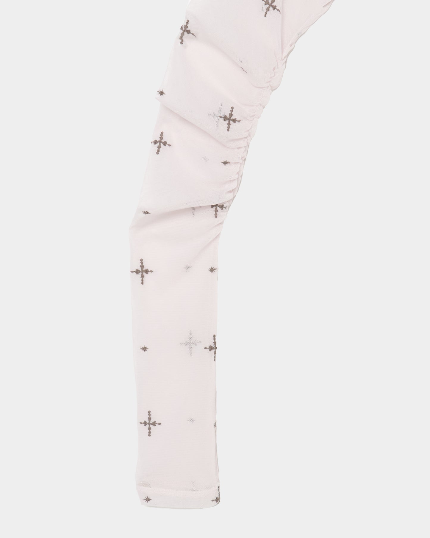 cross embroidery gather sleeve tops Greige【Delivery in February 2026】