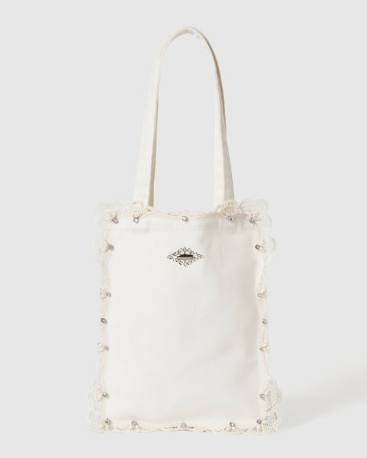 doily lace square tote bag【Delivery in March 2026】