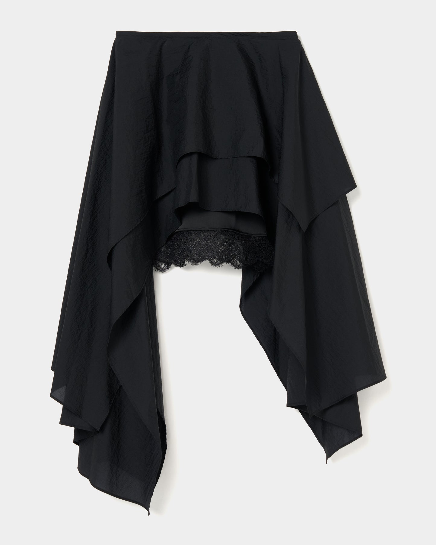 asymmetry hem layered skirt Black【Delivery in February 2026】