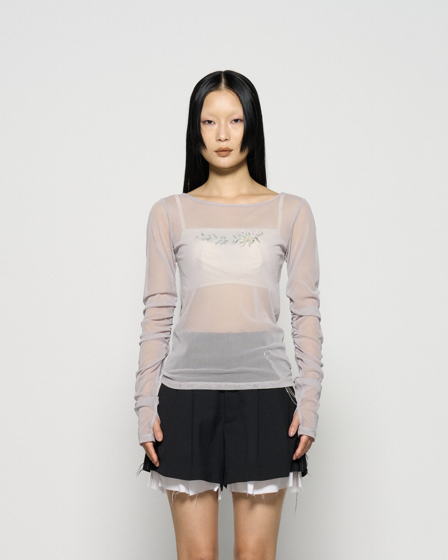 seam frayed dropped chain culottes pants Black【Delivery in February 2026】