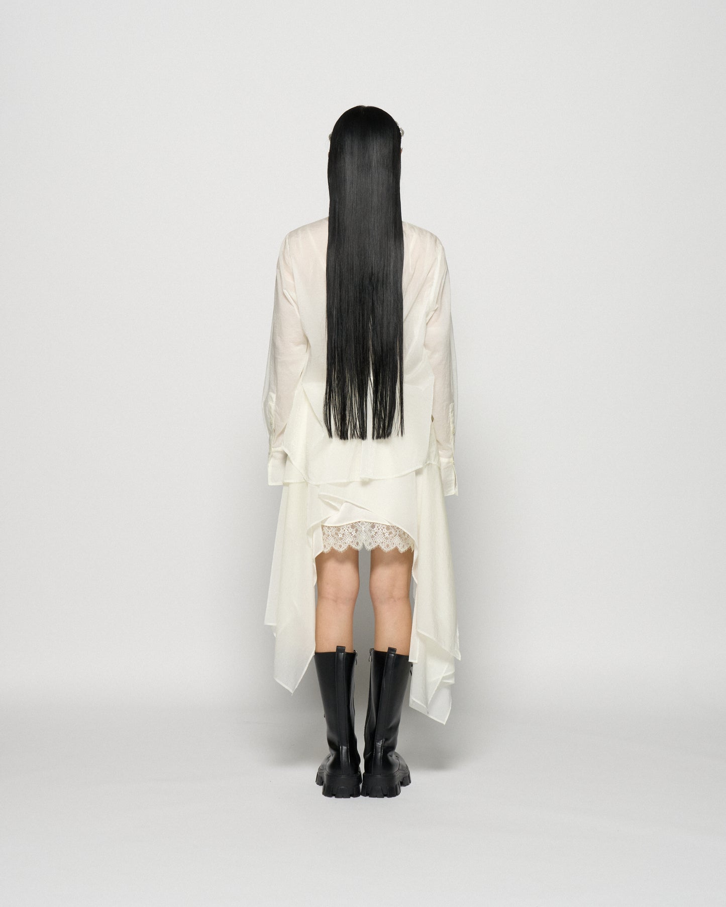 asymmetry hem layered skirt Ivory【Delivery in February 2026】