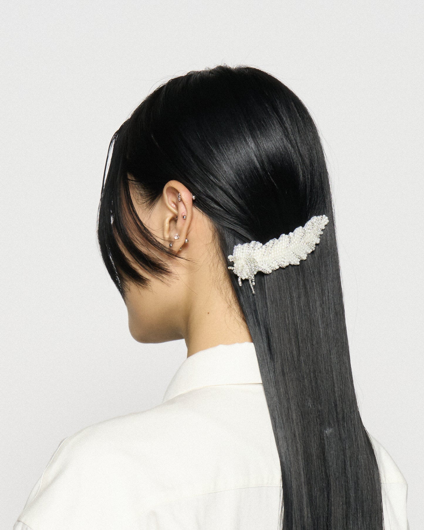 grand feather beads barrette【Delivery in February 2026】