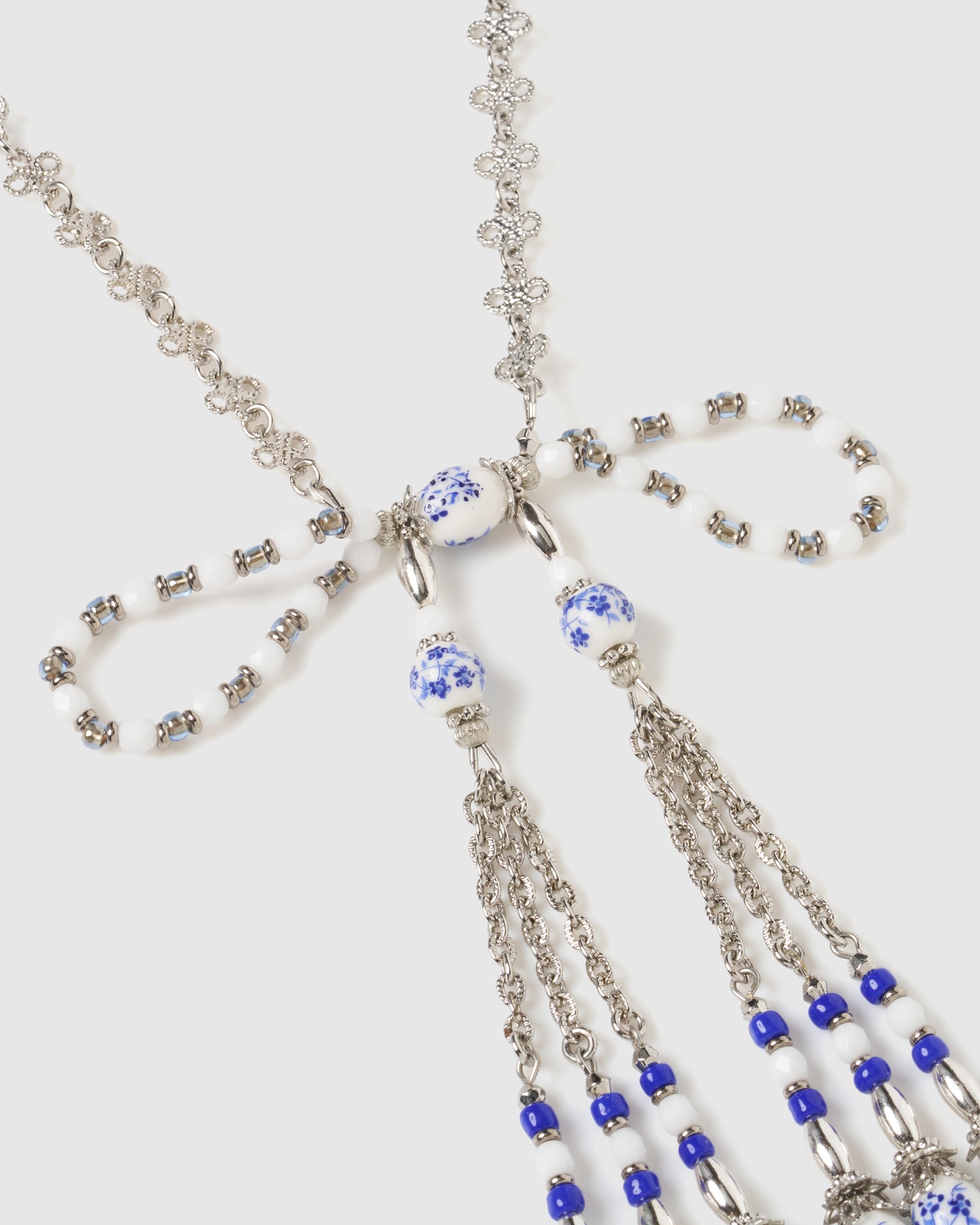 blue and white porcelain ribbon chain necklace 【Delivery in March 2026】