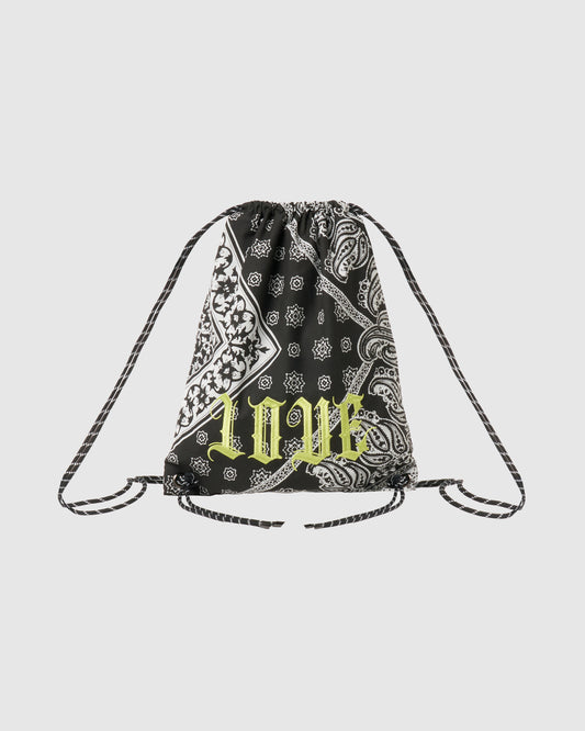 【New item】black bandana LOVE drawstring backpack【Delivery in March 2026】