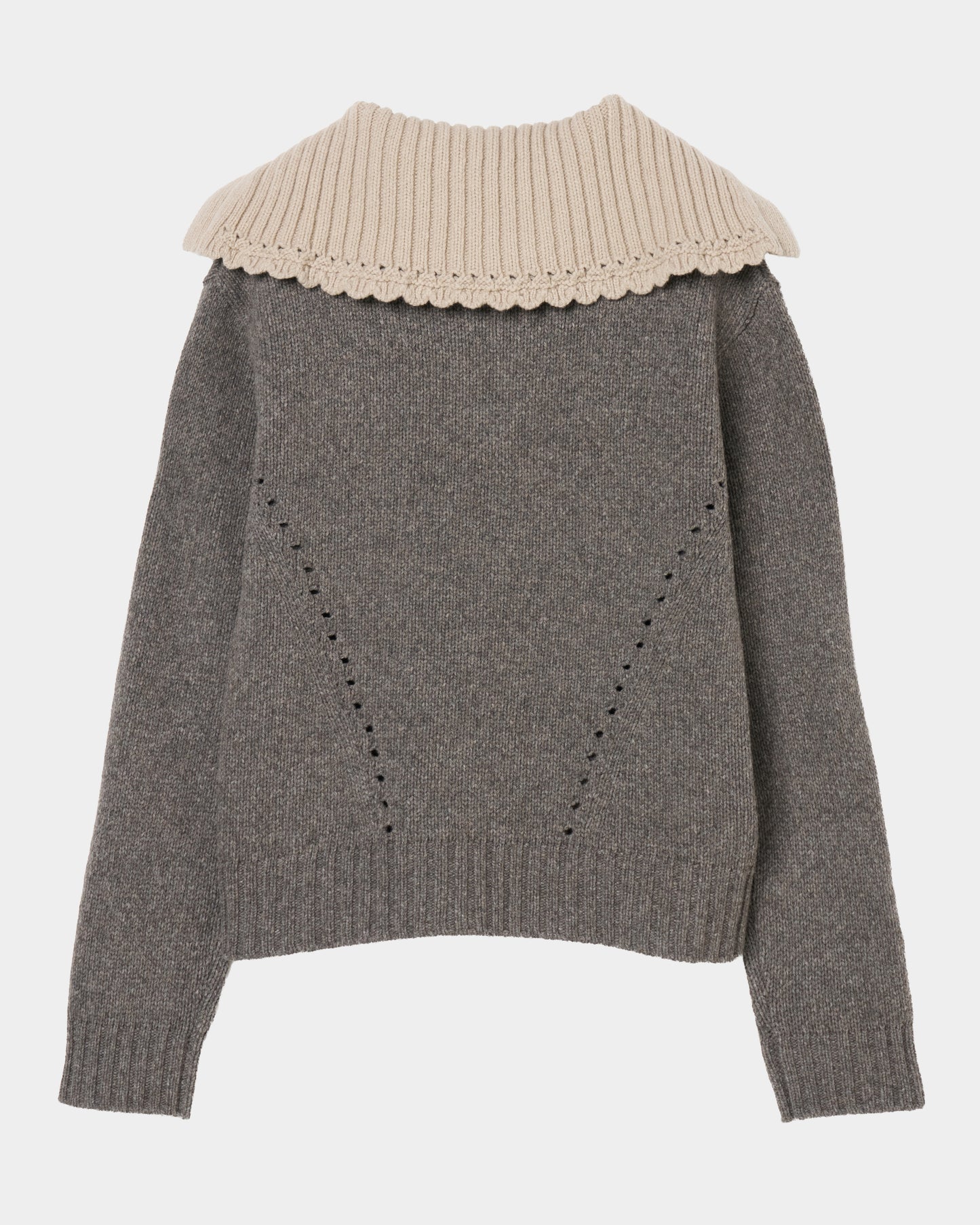 big collar knit pullover Smoky brown【Delivery in August 2026】
