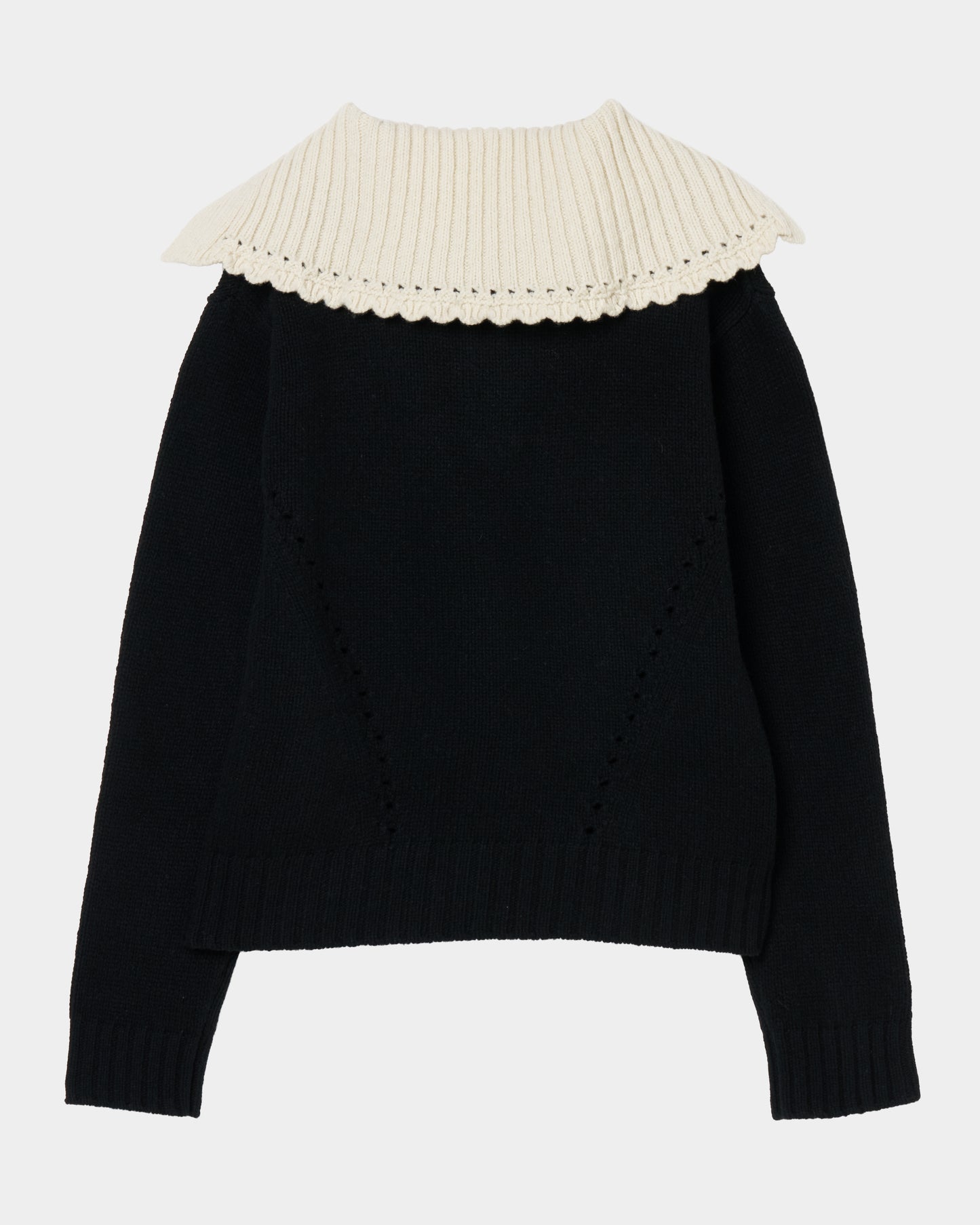 big collar knit pullover Black【Delivery in August 2026】