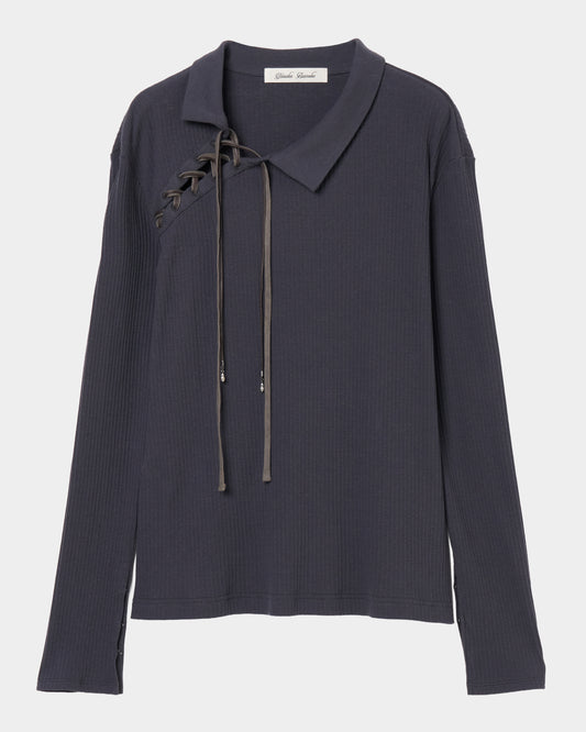 double ribbon lace up riv tops Charcoal gray【Delivery in June 2026】