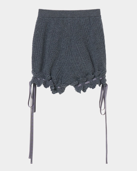 lace crochet knit ribbon short pants Gray【Delivery in August 2026】