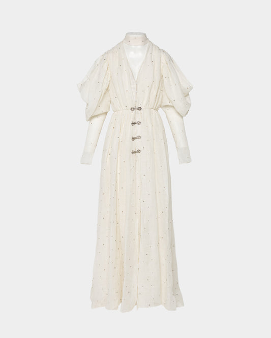 dot bijou linen drape dress【Delivery in August 2026】