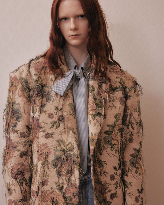 bijou check bow tie shirt Blue【Delivery in February 2027】