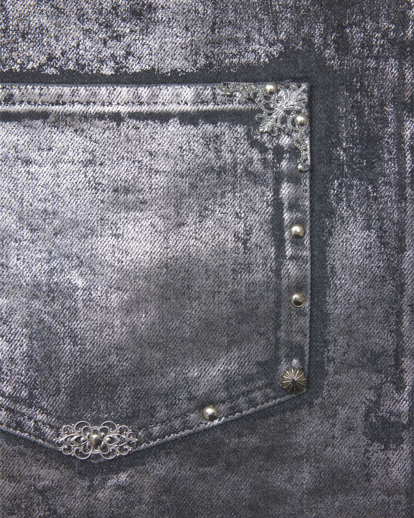 silver foil denim tote bag Black【Delivery in March 2027】