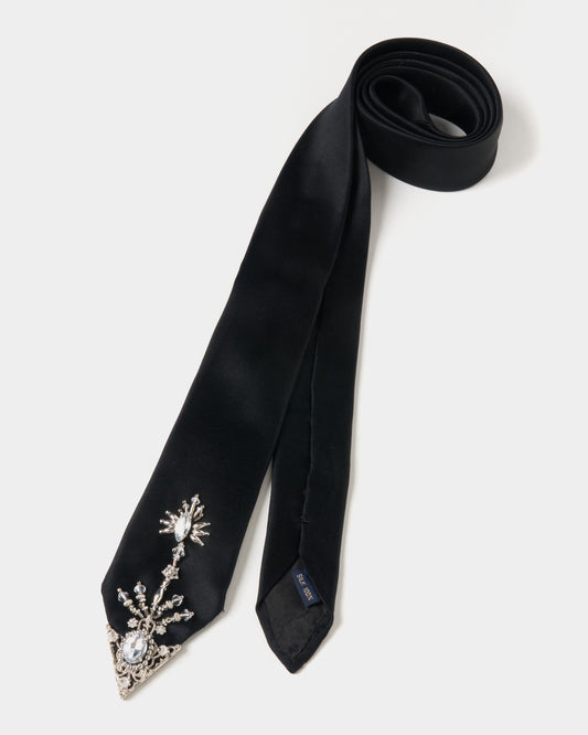 【New item】crystal silver tip black tie【Delivery in April 2026】