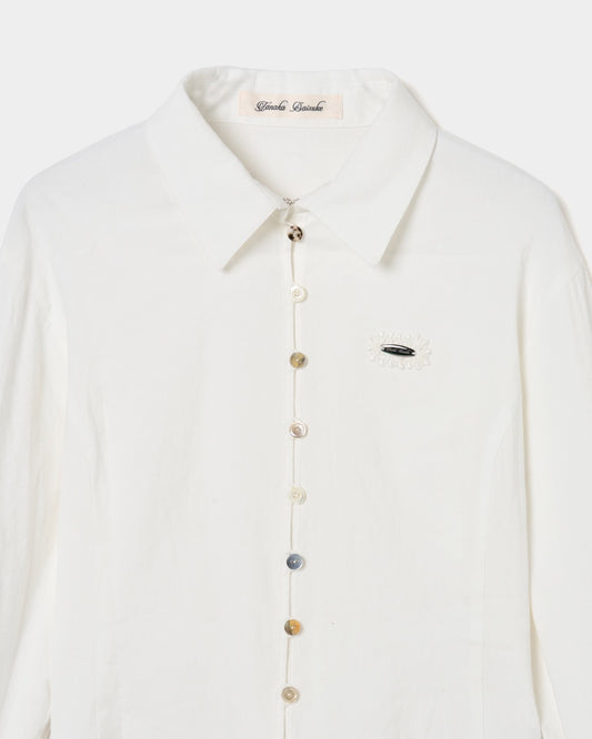 shell button cropped blouse White【Delivery in June 2026】