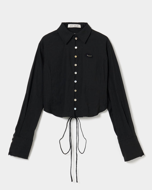 shell button cropped blouse Black【Delivery in June 2026】