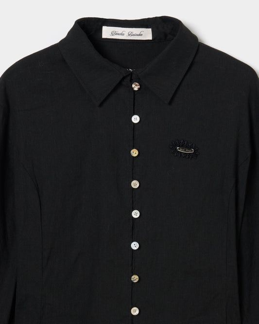 shell button cropped blouse Black【Delivery in June 2026】