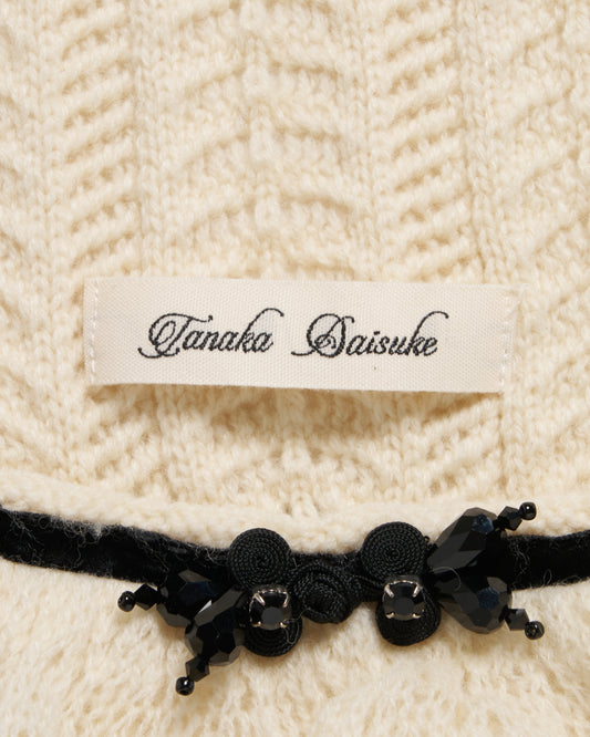 frilled lace knit scarf Ivory【stock】