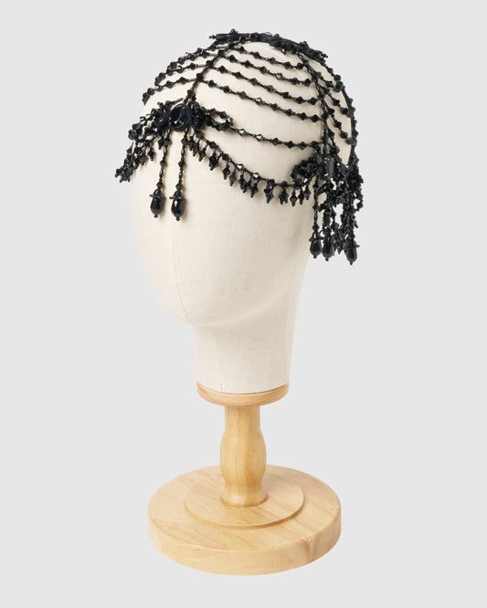 black bijou ribbon head piece【Delivery in August 2026】