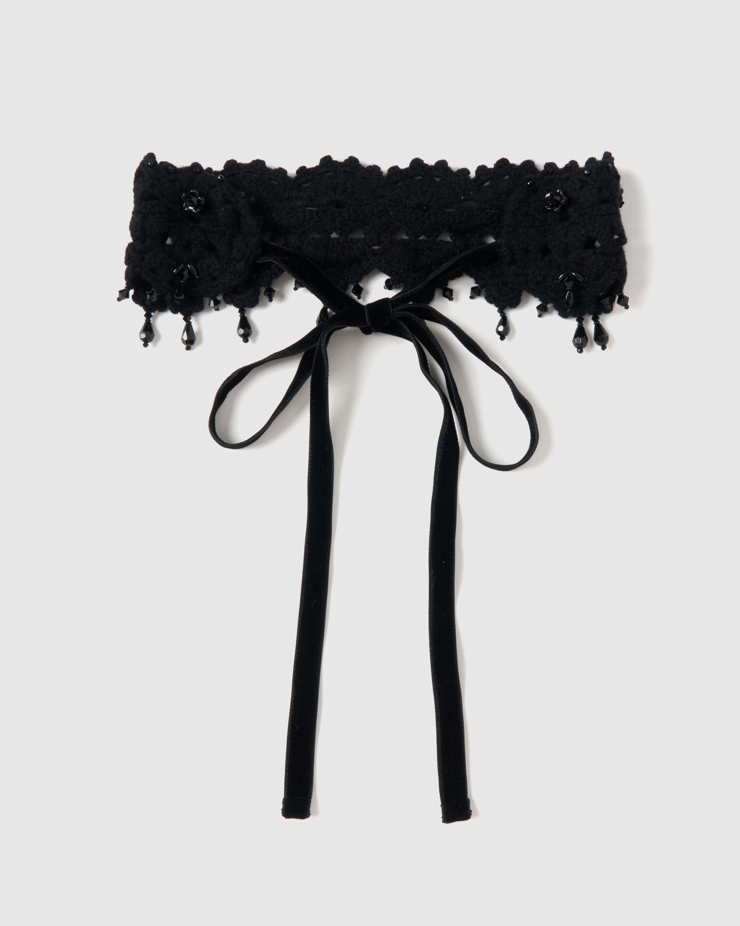 lace crochet knit choker Black【Delivery in August 2026】