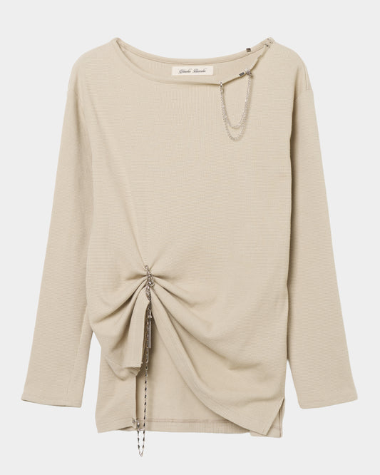 body piercing long sleeve pullover Light Beige【Delivery in July 2026】