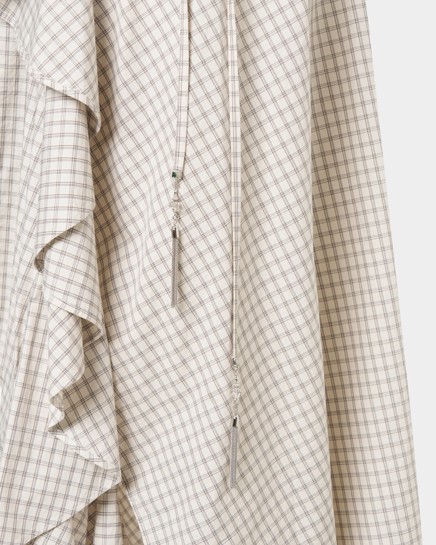 check frilled wrap skirt Ivory【Delivery in June 2026】