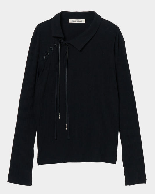 double ribbon lace up riv tops Black【Delivery in June 2026】