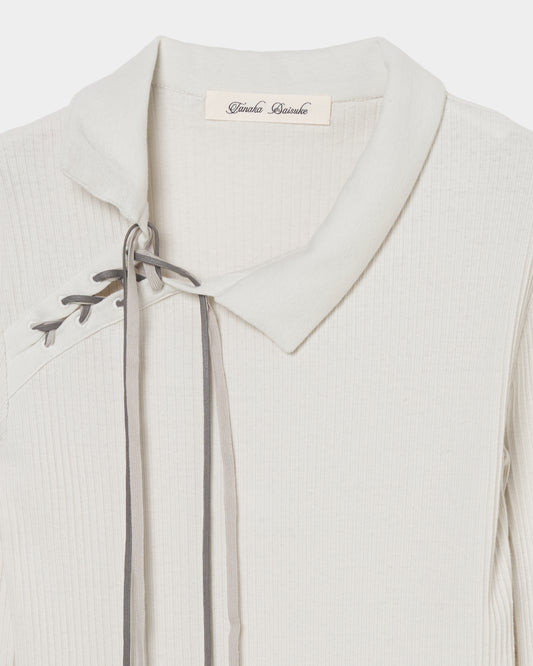 double ribbon lace up riv tops Stone white【Delivery in June 2026】