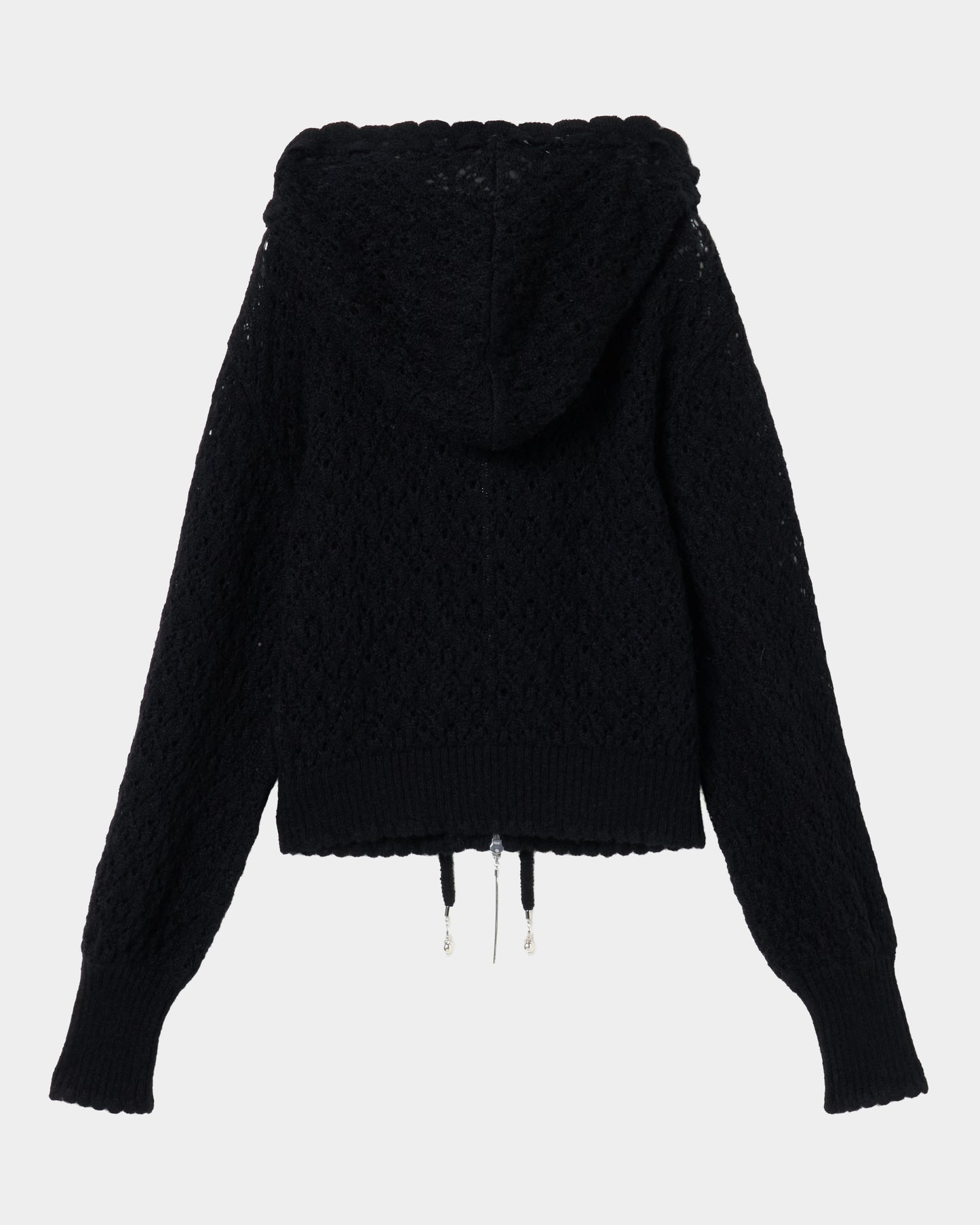 mohair lace knit hoodie Black【Delivery in August 2026】