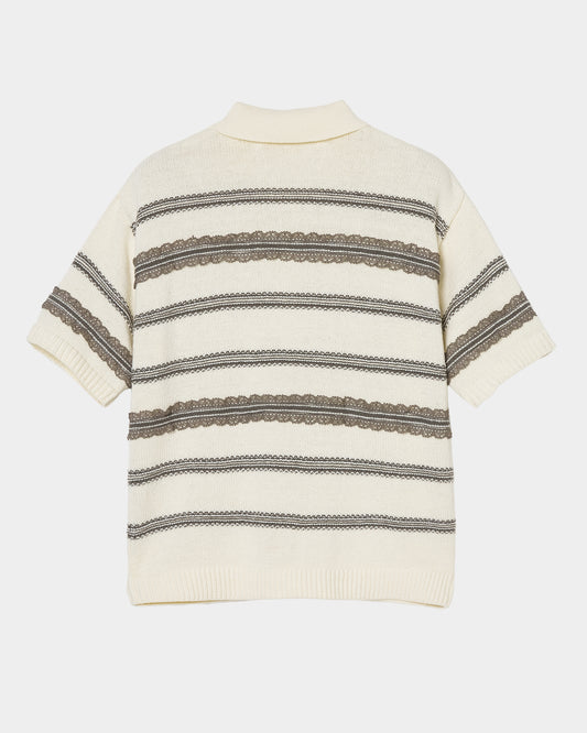 Lace border knit polo shirt Off white【Delivery in January 2027】