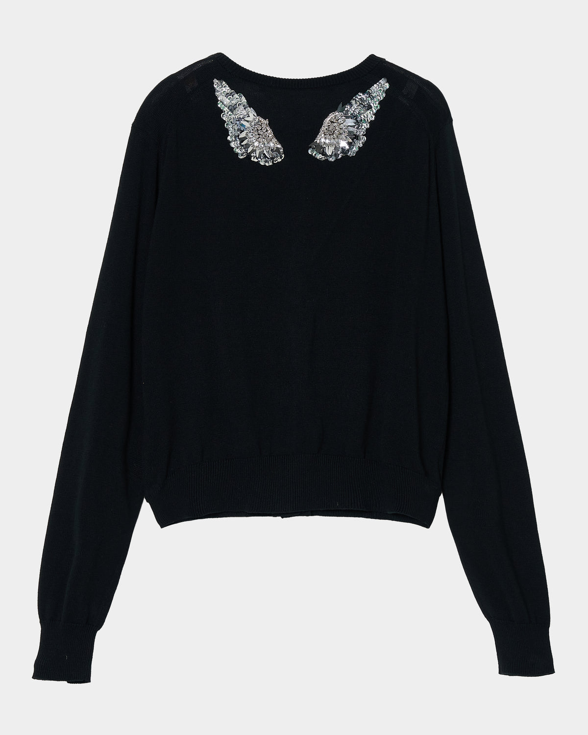Silver crystal bijou wing cardigan Black【Stock】