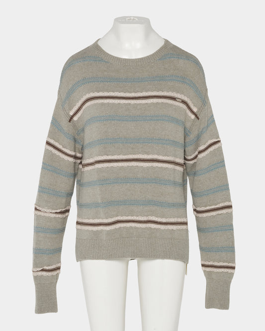 Lace border knit pulover Gray【Delivery in January 2027】