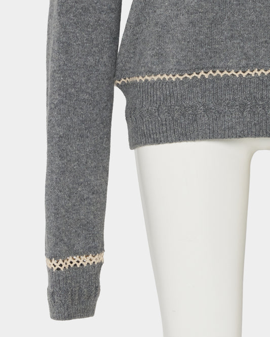 Lace collar knit pulover Gray【Delivery in January 2027】