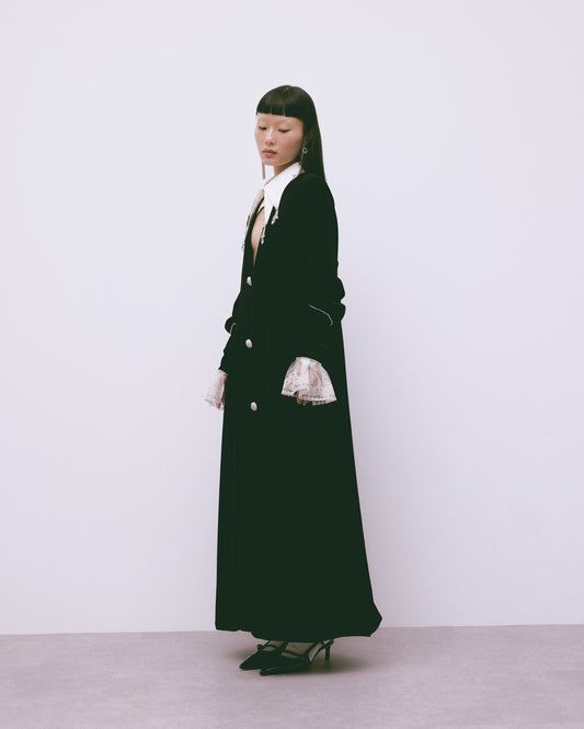 double collar velvet dress coat【Delivery in November 2025】
