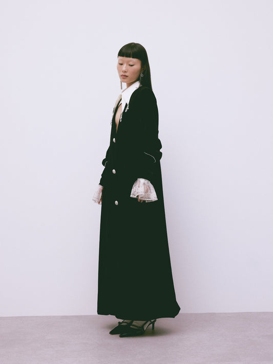 double collar velvet dress coat【Delivery in January 2027】