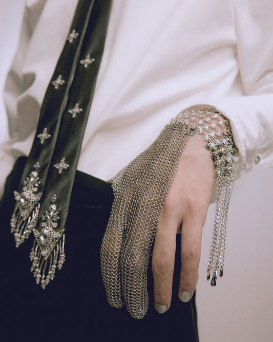 silver mesh half glove【Delivery in April 2024】