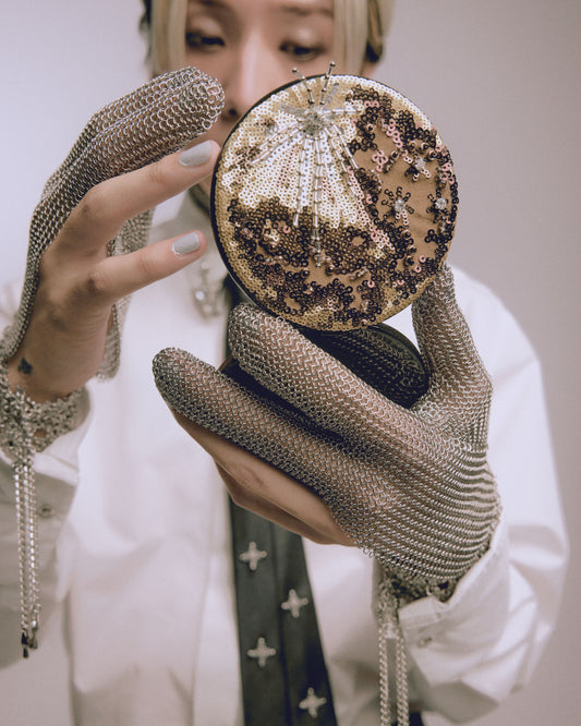 silver mesh half glove【Delivery in April 2024】