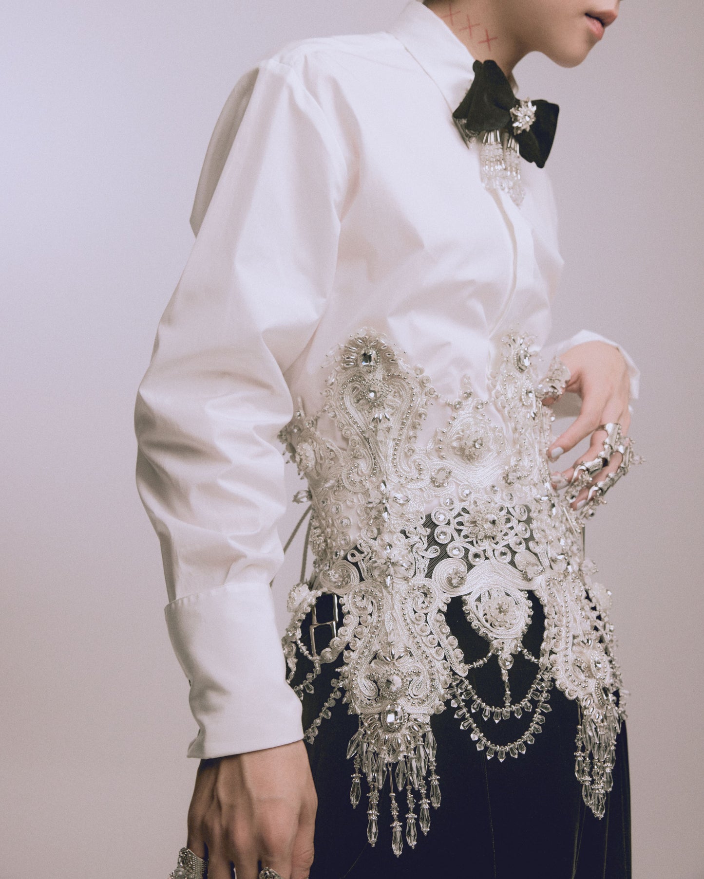 crystal bijou velvet bowtie【Delivery in March 2025】
