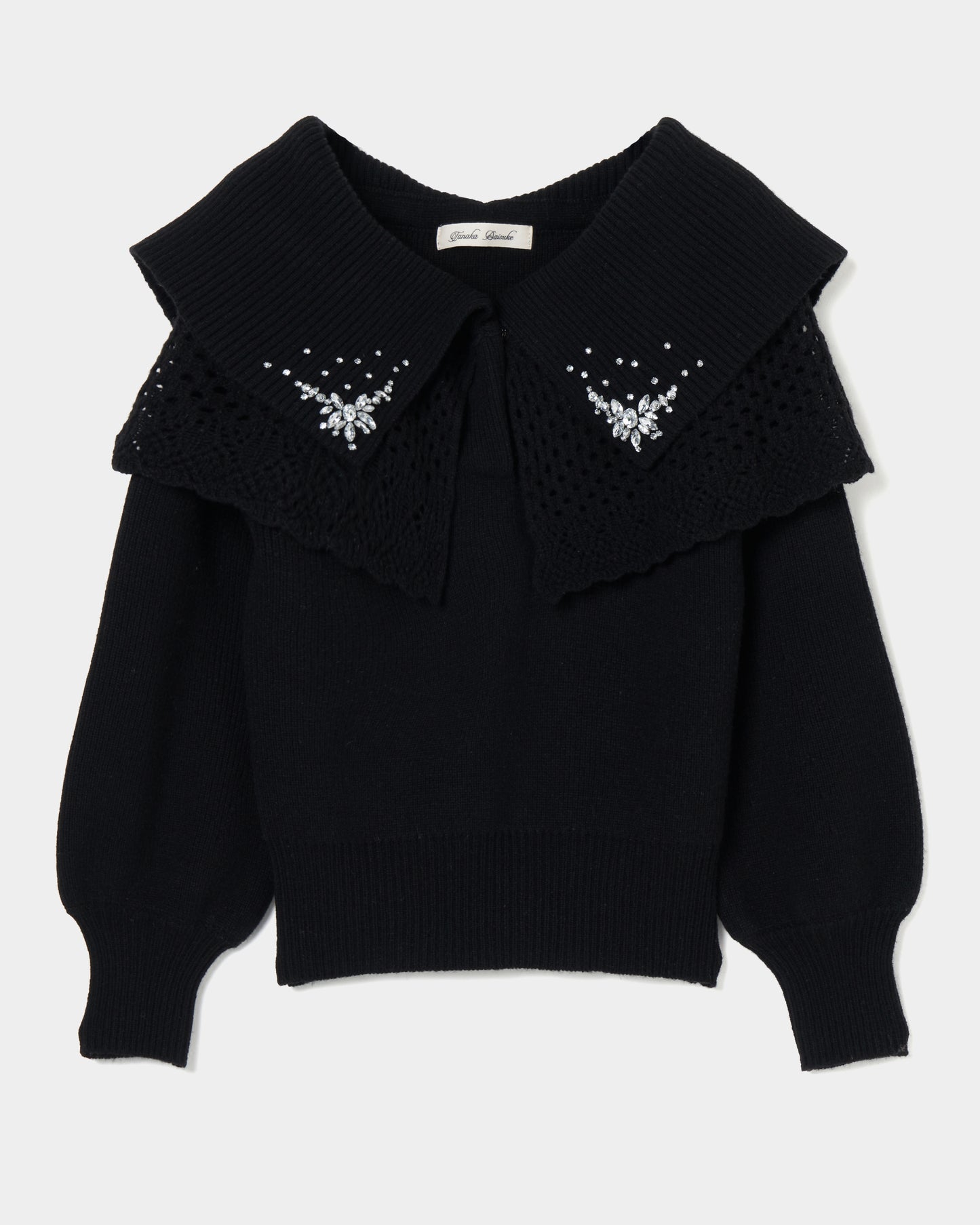 bijou tiara off-shoulder knit Black 【stock】