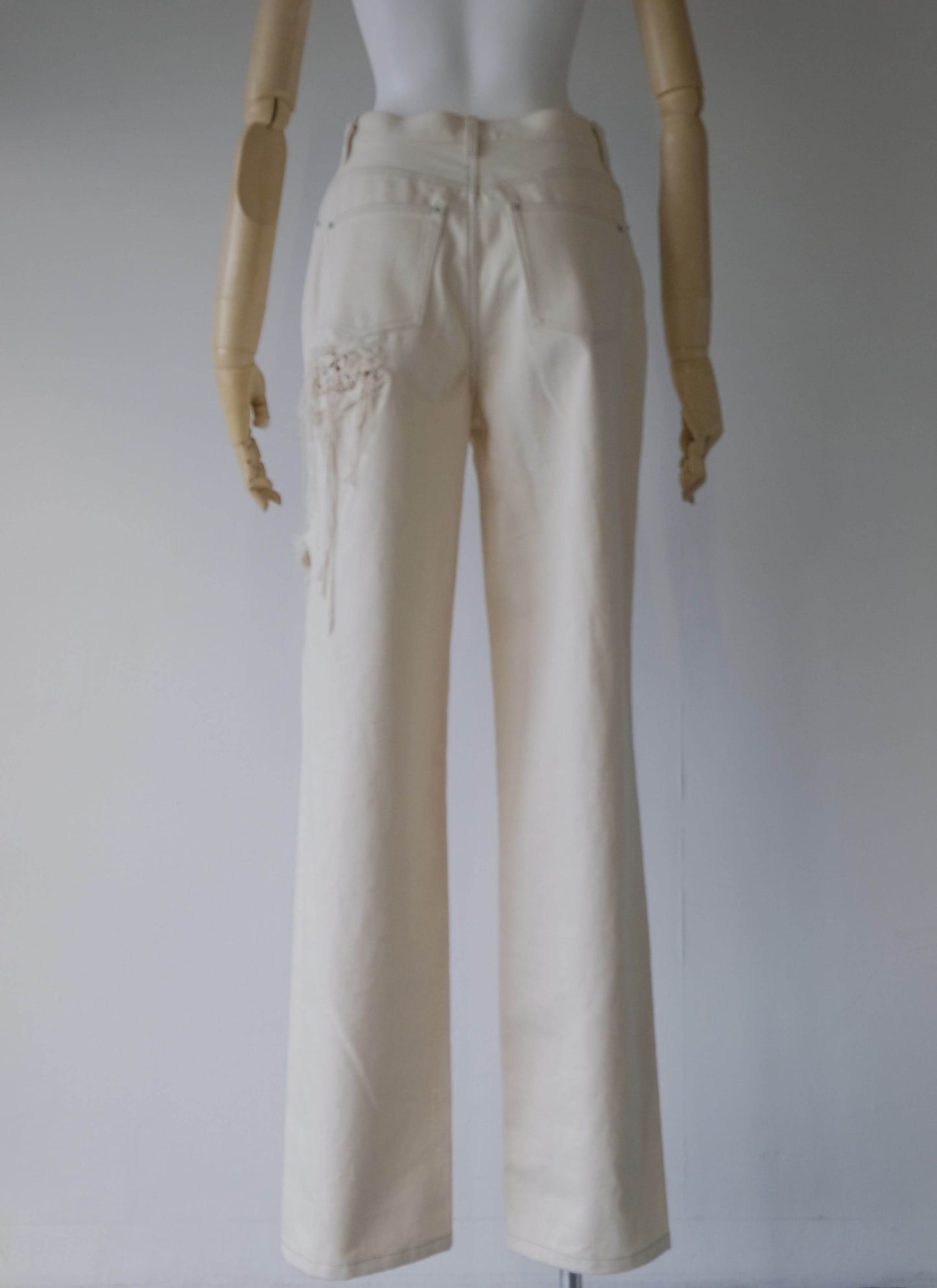 crochet knit motif damage denim【Stock】