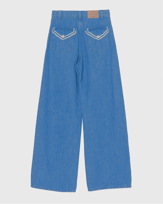 Letter pocket denim pants Blue【Delivery in February 2027】