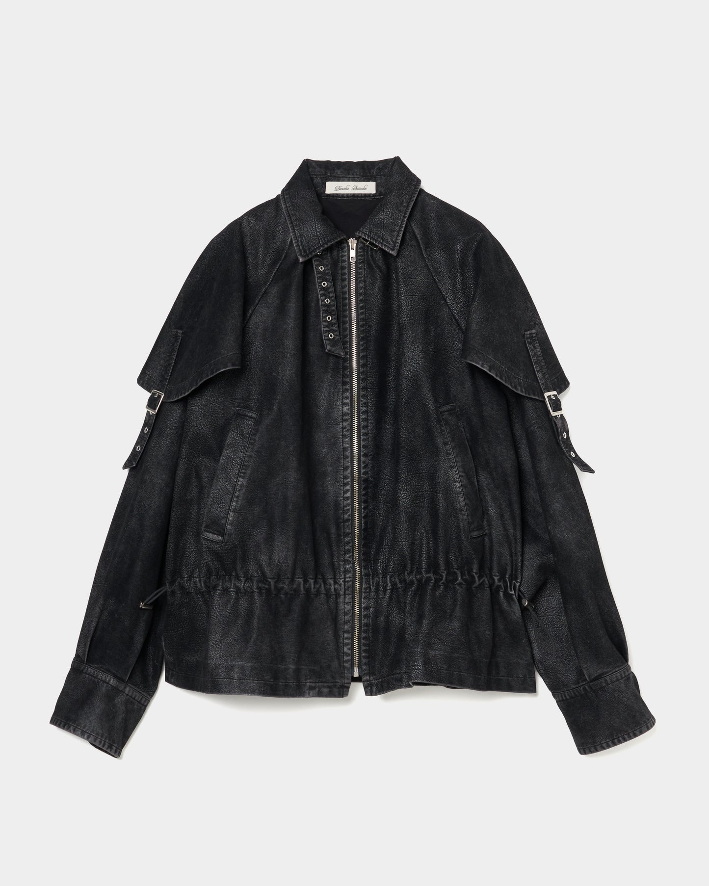 drawstring fade leather blouson Black【Delivery in August 2025】