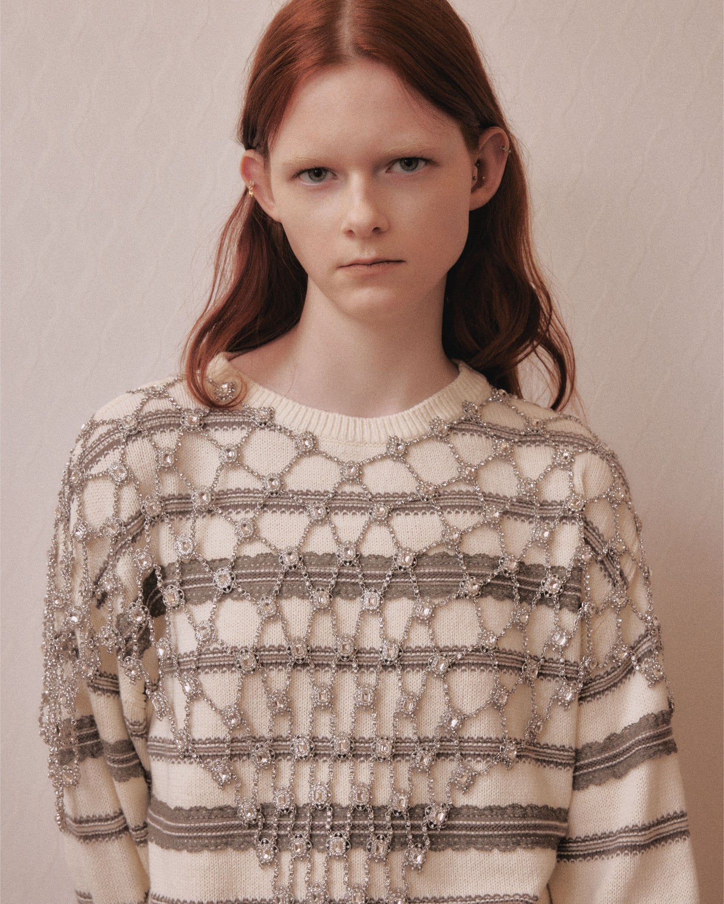 Lace border knit pulover Off white【Delivery in January 2027】
