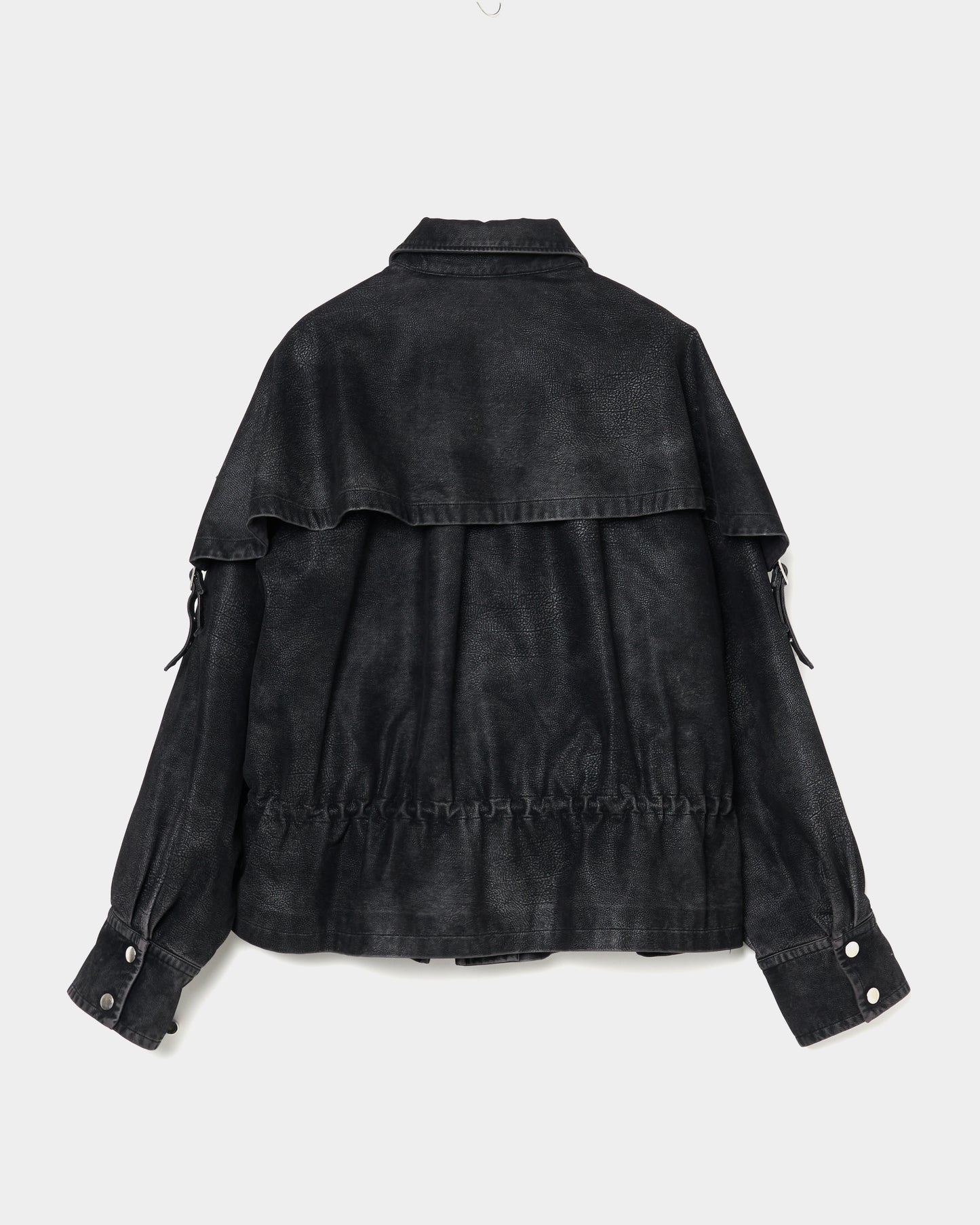 drawstring fade leather blouson Black【Delivery in August 2025】
