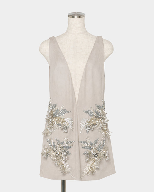 Botanical bijou suede mini dress【Delivery in March 2027】