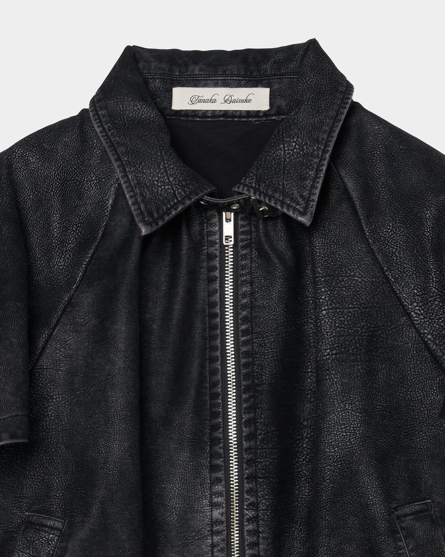 drawstring fade leather blouson Black【Delivery in August 2025】